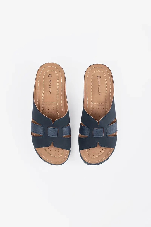 Ērtas čības uz zema pleca zilā krāsā Ērtas čības uz zema pleca zilā krāsā