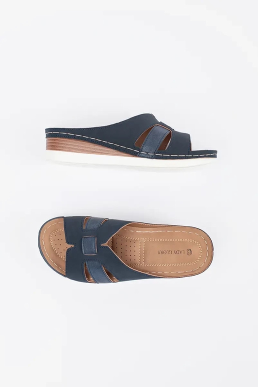 Ērtas čības uz zema pleca zilā krāsā Ērtas čības uz zema pleca zilā krāsā