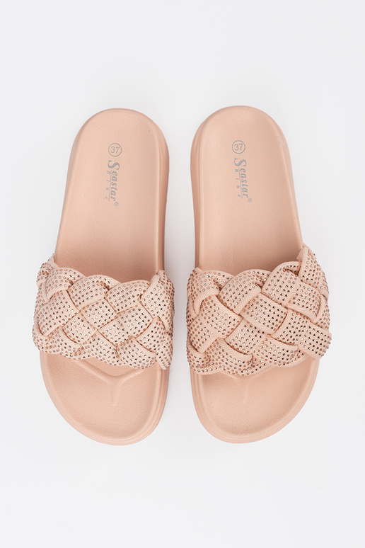 Čības ar kristāliem rozā krāsā Čības ar kristāliem rozā krāsā