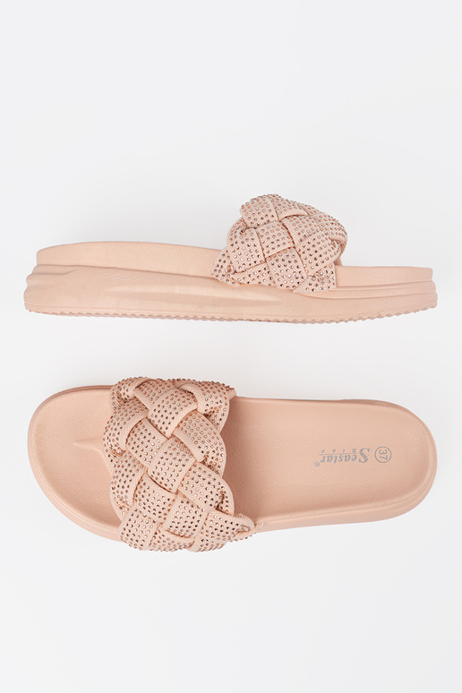 Čības ar kristāliem rozā krāsā Čības ar kristāliem rozā krāsā