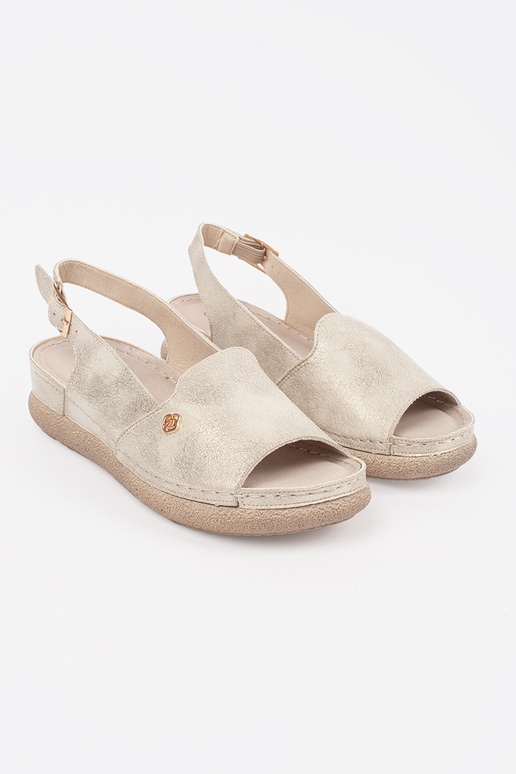 zelta krāsas sandales ar ādas ieliktni