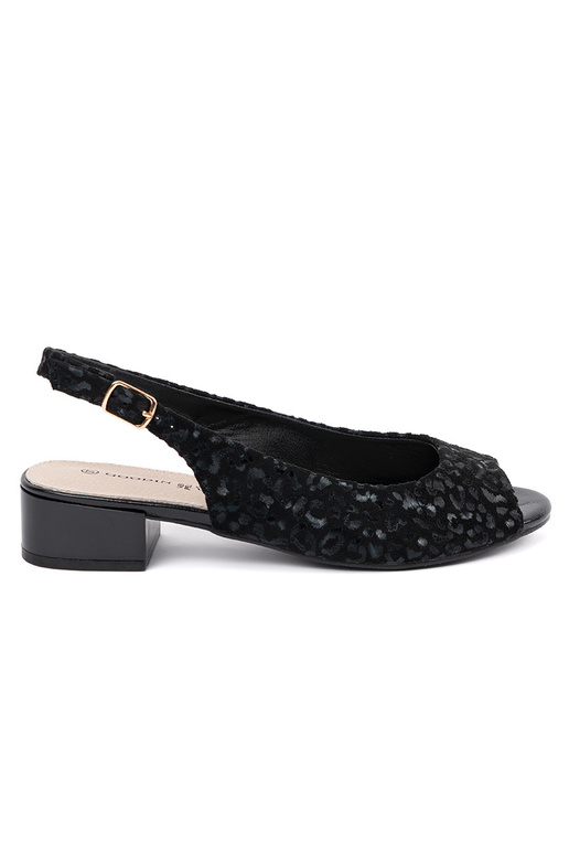 Melno krāsas sandales uz zema papēža...