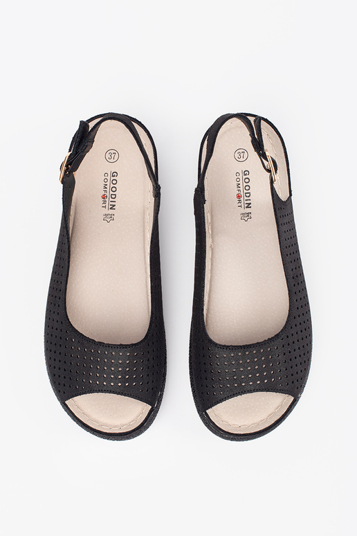 melna krāsas ērti sandales