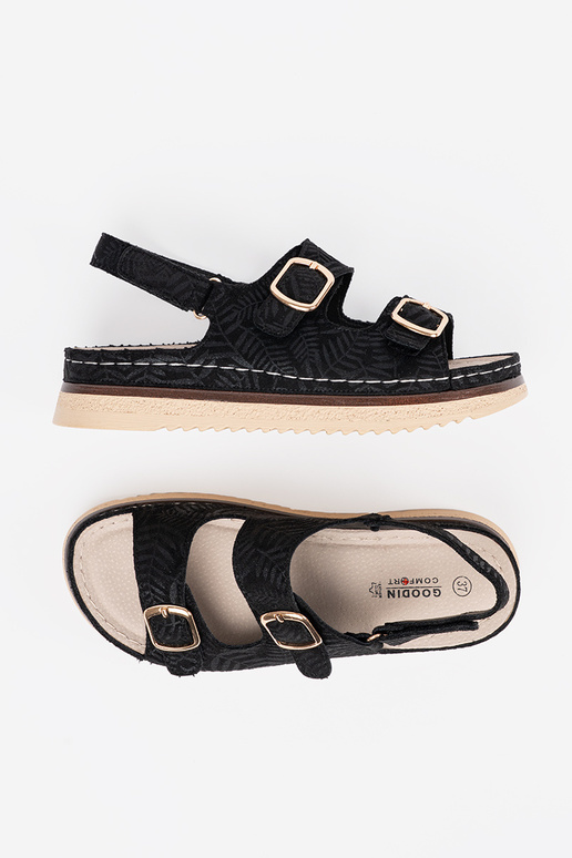 Melno krāsas sandales ar zelta...