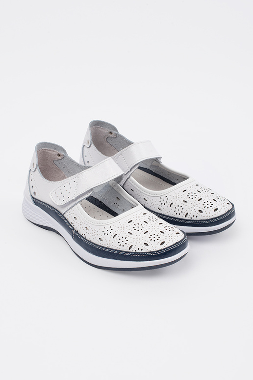 Ažūri sandales no ādas baltā un zils...