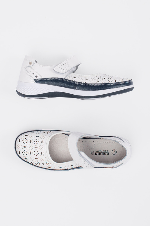 Ažūri sandales no ādas baltā un zils...