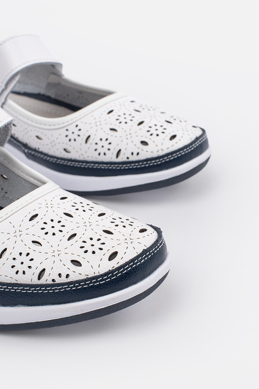 Ažūri sandales no ādas baltā un zils...