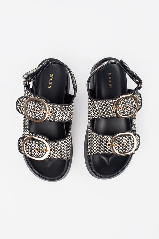 Sandales ar platformu melnā krāsā ar...