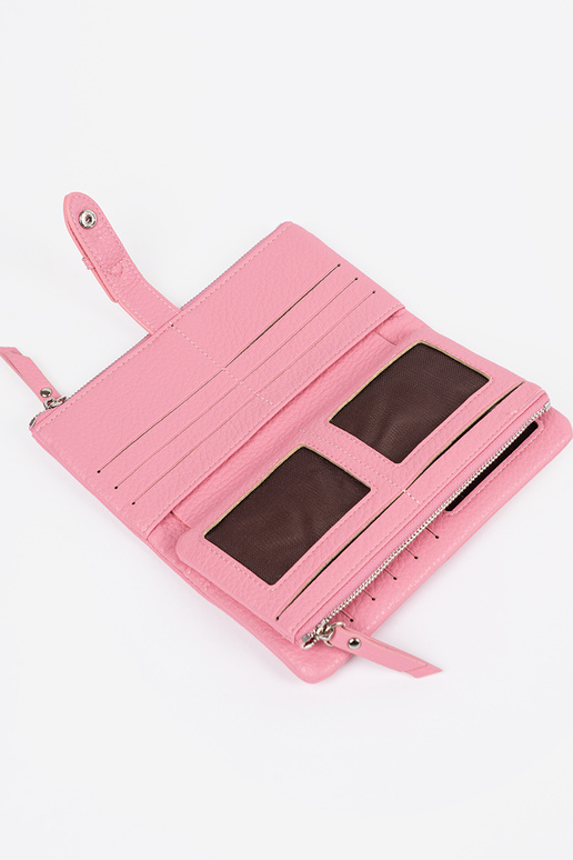 Rozā sieviešu maciņš ar nodalījumiem