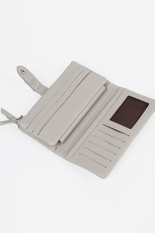 Pelēks sieviešu maciņš ar nodalījumiem