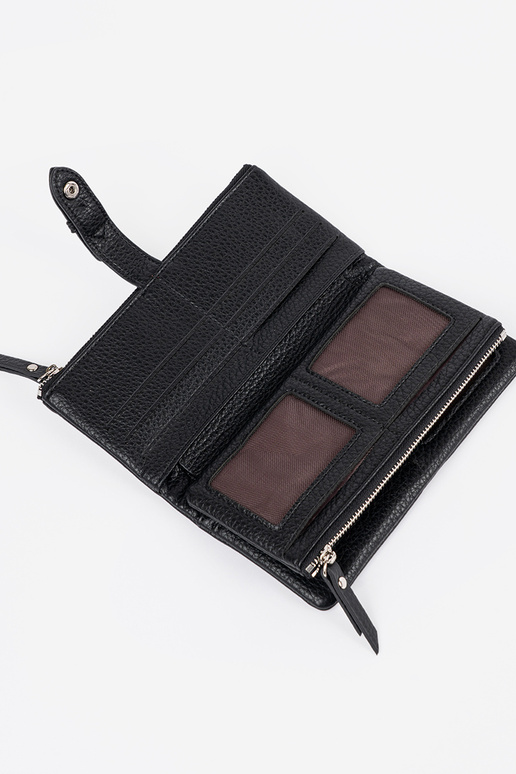 Melns sieviešu maciņš ar nodalījumiem