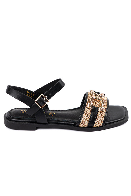 Sieviešu melnas sandales ar ādas... Sieviešu melnas sandales ar ādas...