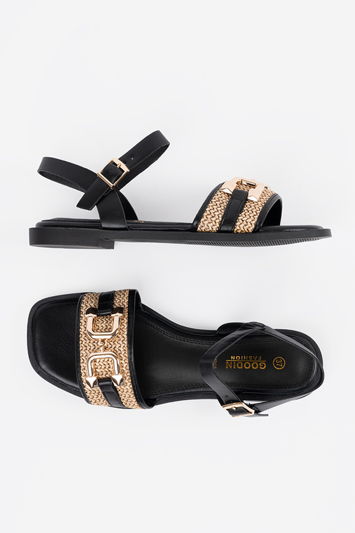 Sieviešu melnas sandales ar ādas... Sieviešu melnas sandales ar ādas...