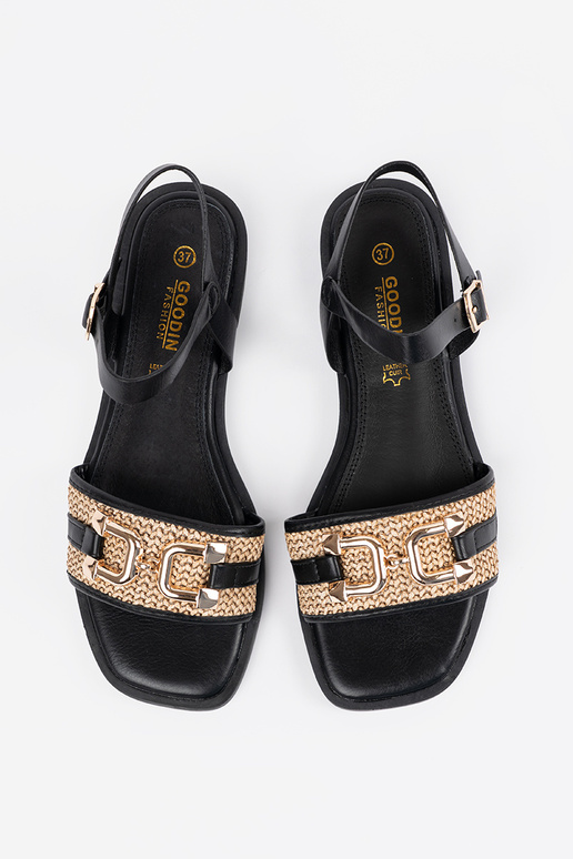 Sieviešu melnas sandales ar ādas... Sieviešu melnas sandales ar ādas...