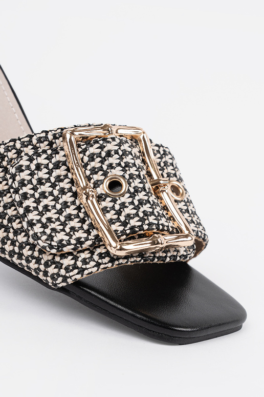 Sieviešu melni-baltie čības uz papēža...