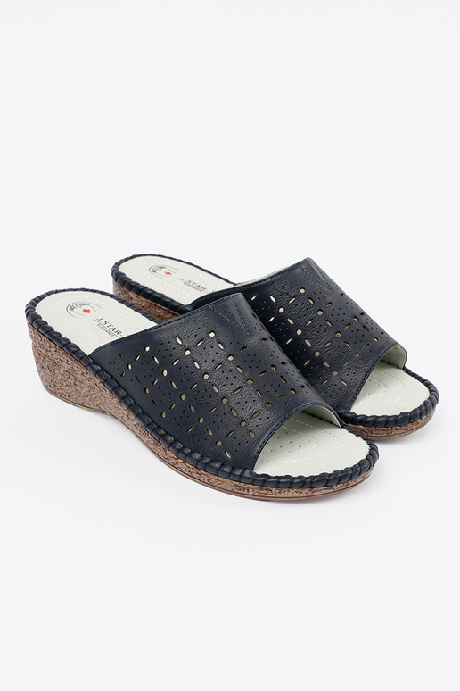 Sieviešu čības uz platformas zilā krāsā