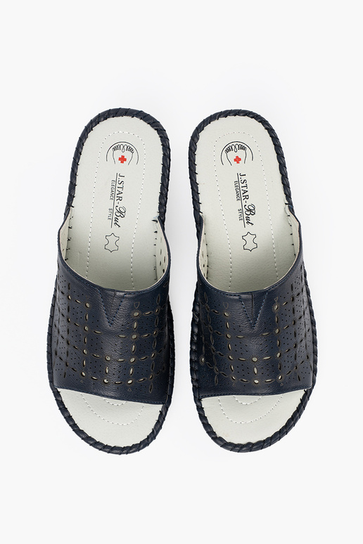 Sieviešu čības uz platformas zilā krāsā