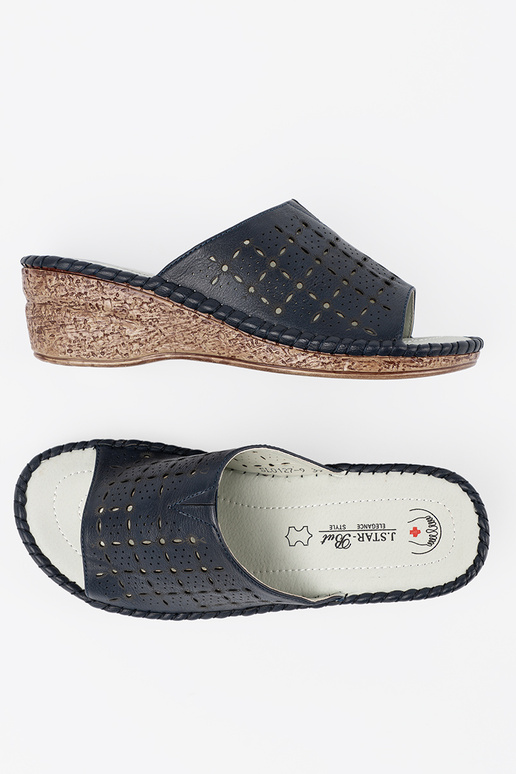 Sieviešu čības uz platformas zilā krāsā