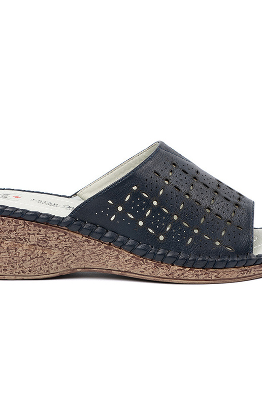 Sieviešu čības uz platformas zilā krāsā