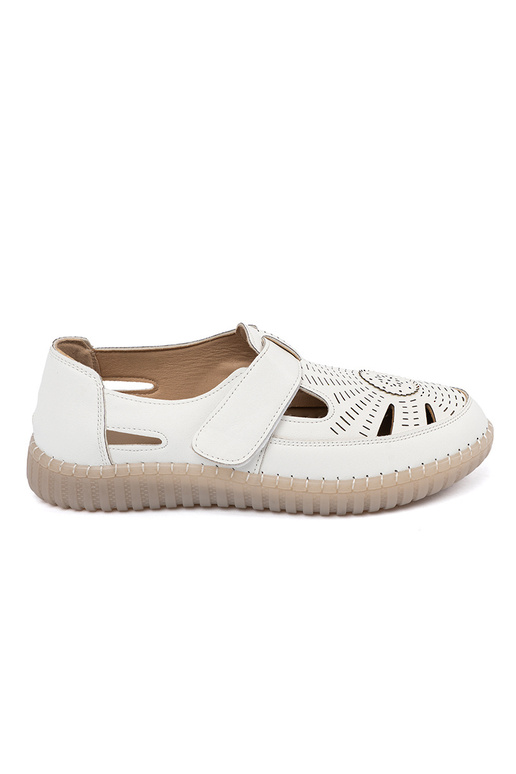 Sieviešu zābaki ažūra Velcro balta krāsa Sieviešu zābaki ažūra Velcro balta krāsa