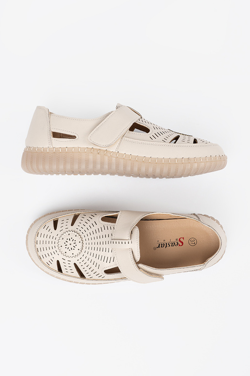 Sieviešu zābaki ažūra Velcro bēšs Sieviešu zābaki ažūra Velcro bēšs