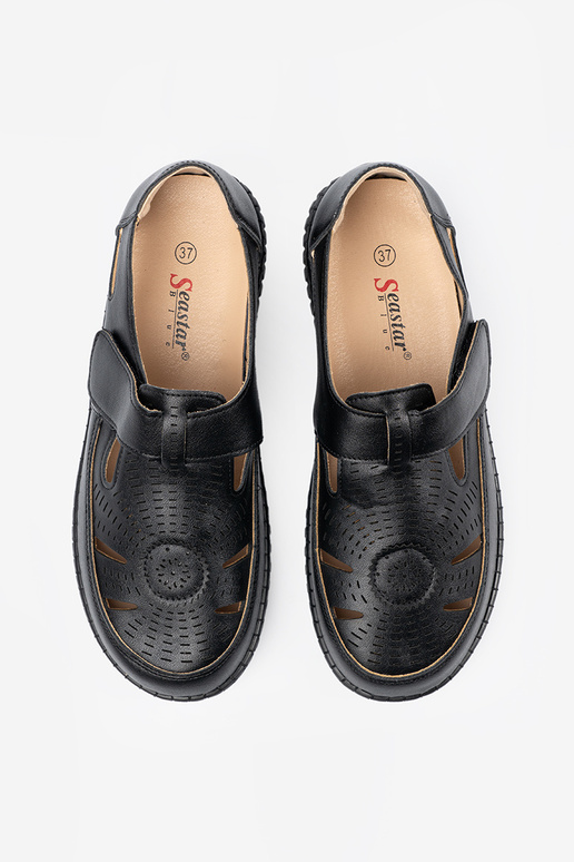 Sieviešu zābaki ažūra Velcro Melnas...