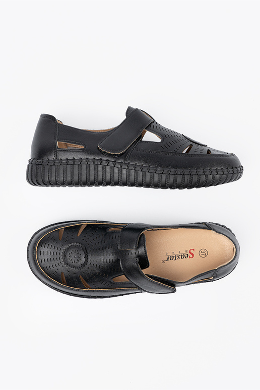 Sieviešu zābaki ažūra Velcro Melnas...