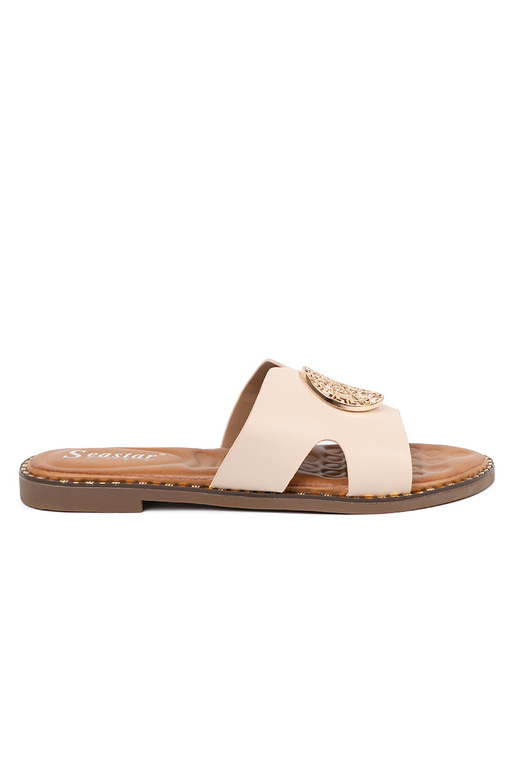 Čības gaišibēšs ar zelta rotājumu Čības gaišibēšs ar zelta rotājumu