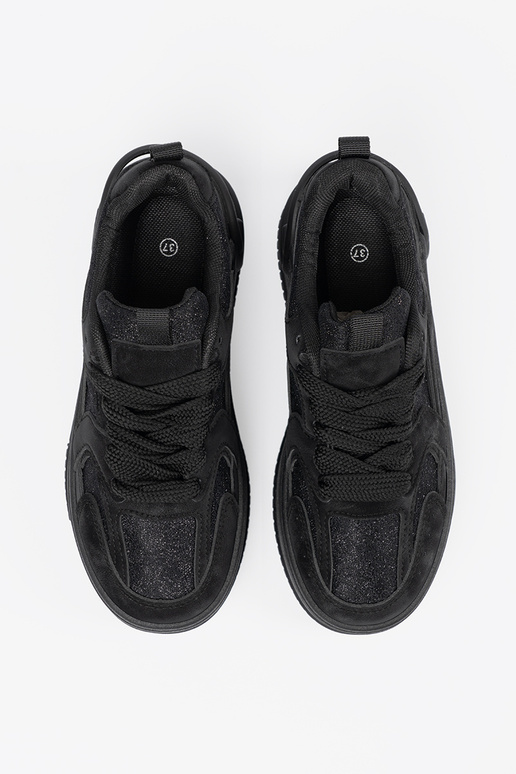 Melnas sieviešu ikdienas apavi ar šņorēm Melnas sieviešu ikdienas apavi ar šņorēm