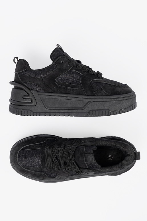 Melnas sieviešu ikdienas apavi ar šņorēm Melnas sieviešu ikdienas apavi ar šņorēm