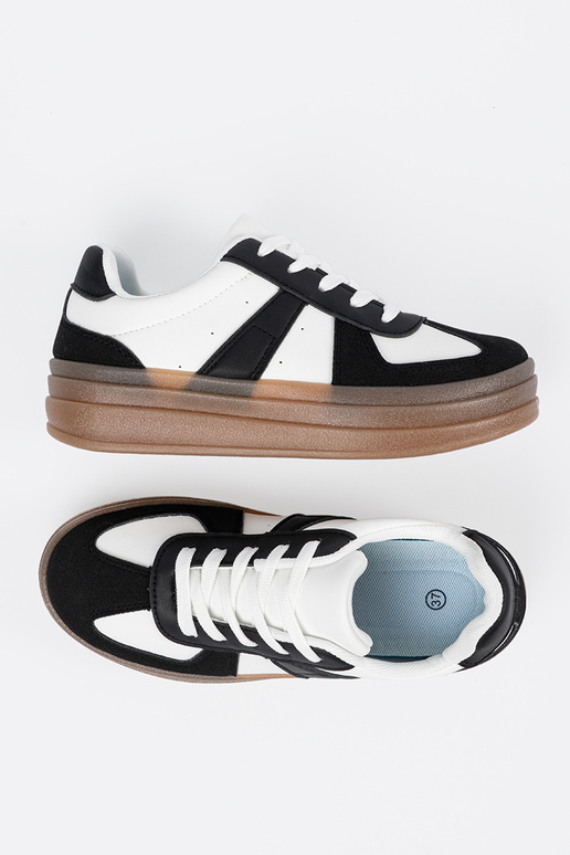 Melni-baltie sporta stila apavi ar...