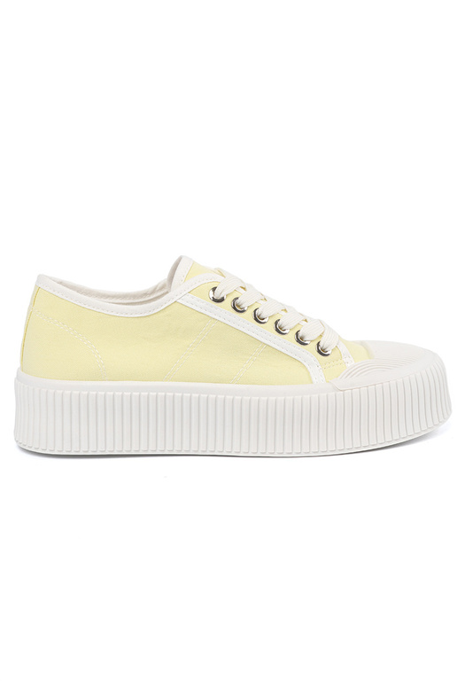 Dzelteni apavi ar auklām uz biezas zoles