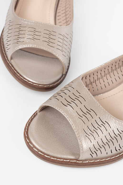 Zelta krāsas sieviešu apavi uz zema...