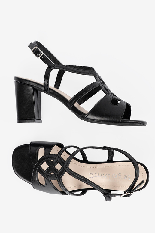 Melni sieviešu sandales uz augstpapēža