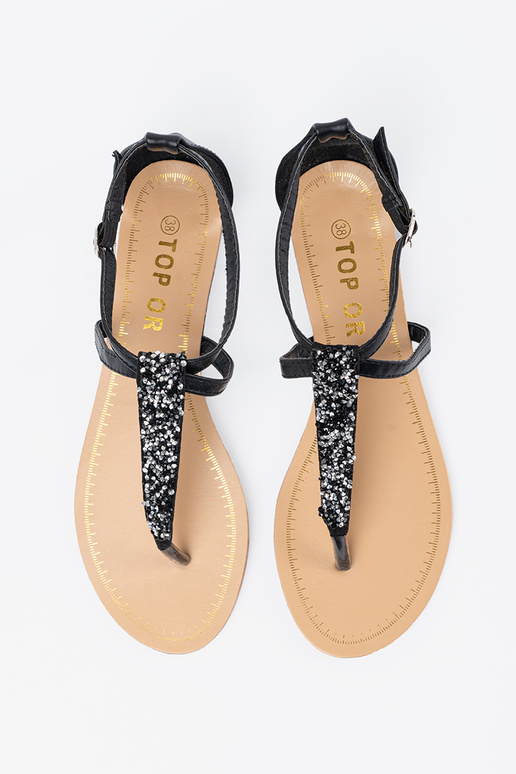 Līmeņu melnas sandales japāņu stilā