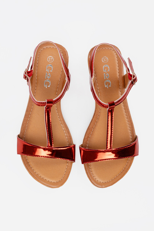 Sieviešu sarkanas krāsas sandales uz...