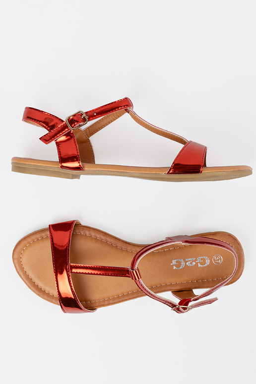 Sieviešu sarkanas krāsas sandales uz...