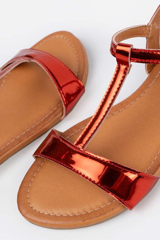 Sieviešu sarkanas krāsas sandales uz...