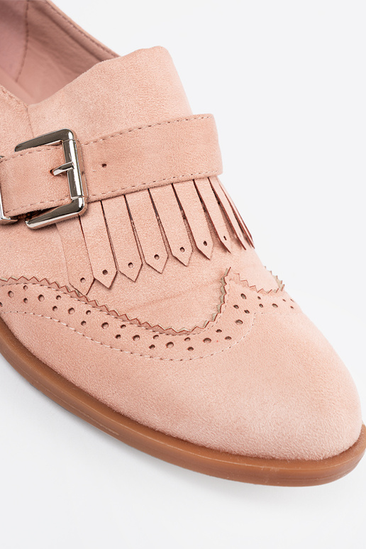 Rozā plakanie mokasīni no zamšā