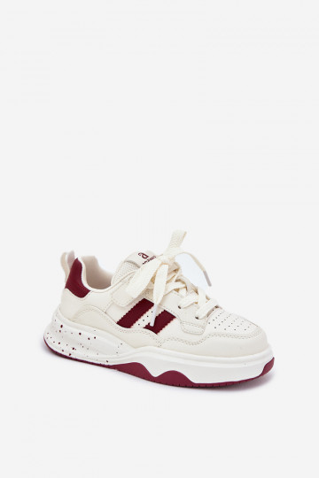 Sneakers modeļa apavi Bērnu apavi ar platformu smilšu krāsas-bordo krāsas Grellio