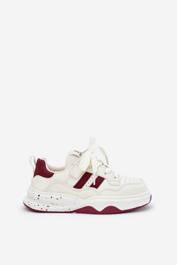Sneakers modeļa apavi Bērnu apavi ar platformu smilšu krāsas-bordo krāsas Grellio 2