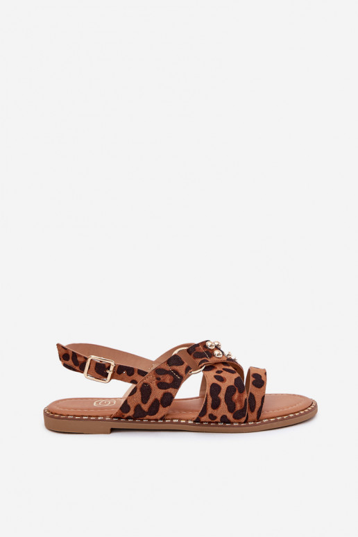 Sieviešu basenes ar platiem papēžiem Ze Zelta krāsasmi Kniedes ar leoparda kažokādas rakstu Zanira