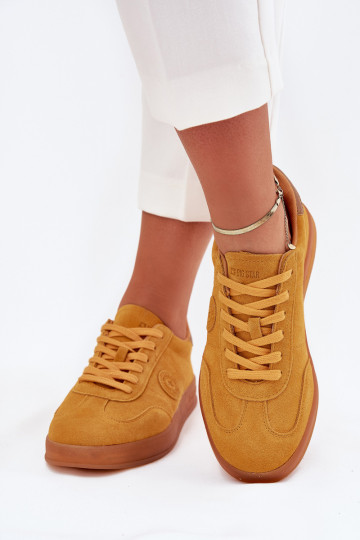 zamšādas Sneakers modeļa apavi Sieviešu Big Star RR274846 HI-POLY SYSTEM Dzelteni 2