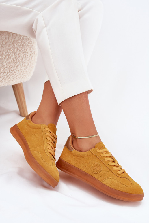 zamšādas Sneakers modeļa apavi Sieviešu Big Star RR274846 HI-POLY SYSTEM Dzelteni