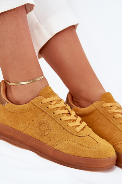 zamšādas Sneakers modeļa apavi Sieviešu Big Star RR274846 HI-POLY SYSTEM Dzelteni