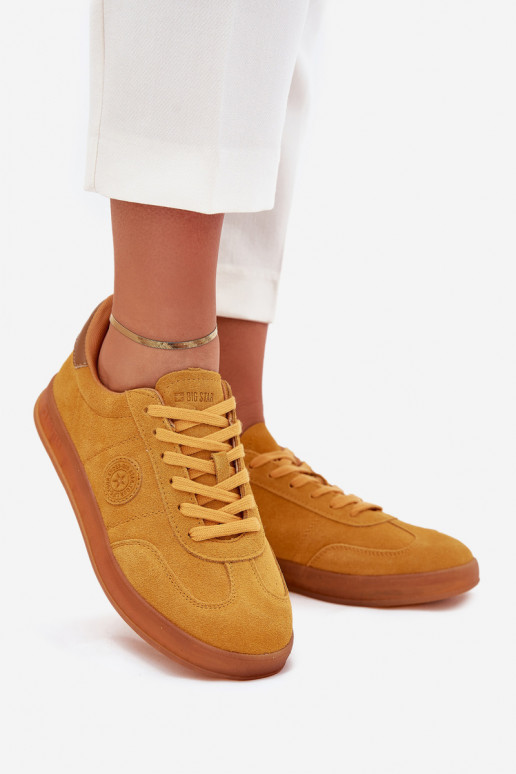 zamšādas Sneakers modeļa apavi Sieviešu Big Star RR274846 HI-POLY SYSTEM Dzelteni