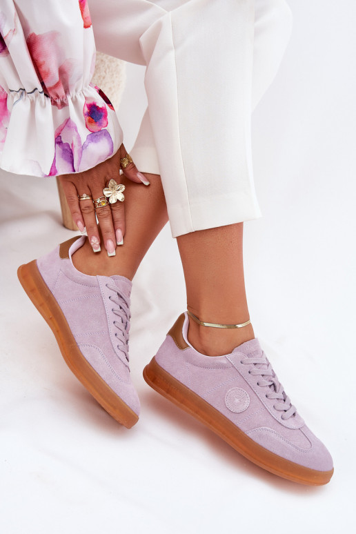 zamšādas Sneakers modeļa apavi Sieviešu Big Star RR274850 HI-POLY SYSTEM Violeta krāsa