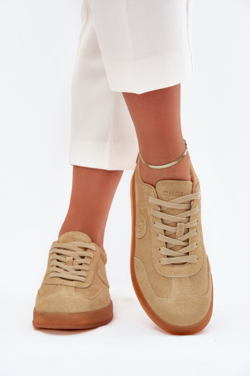 zamšādas Sneakers modeļa apavi Sieviešu Big Star RR274849 HI-POLY SYSTEM smilšu krāsas 2