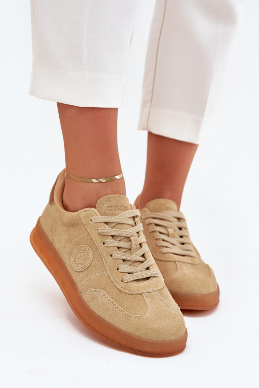 zamšādas Sneakers modeļa apavi Sieviešu Big Star RR274849 HI-POLY SYSTEM smilšu krāsas