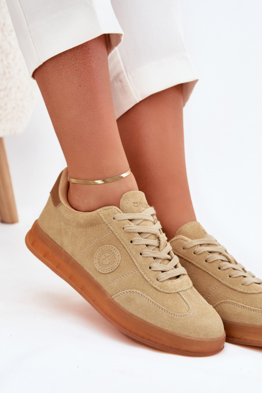 zamšādas Sneakers modeļa apavi Sieviešu Big Star RR274849 HI-POLY SYSTEM smilšu krāsas